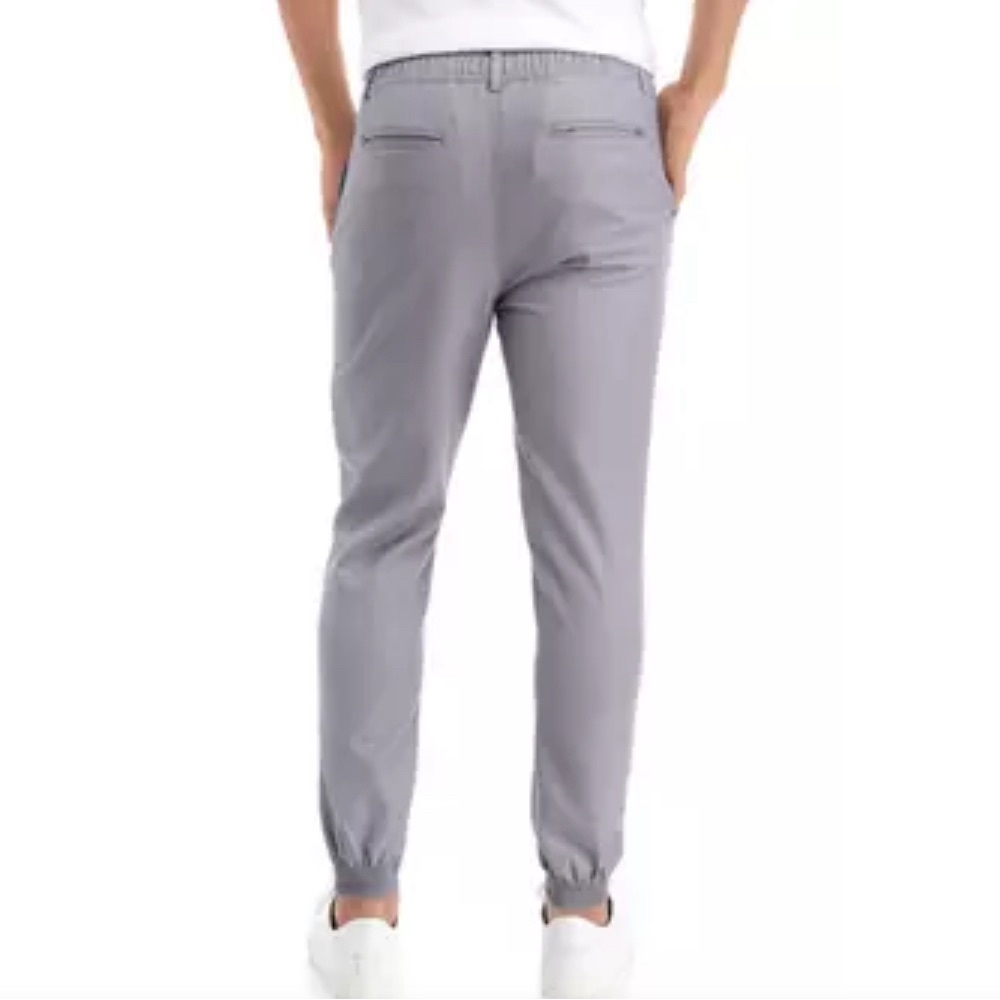 KENNETH COLE SLIM FIT PLAID PANTS MEN’S  ELASTIC ANKLE GRAY SINGLE PLEAT SIZE 34